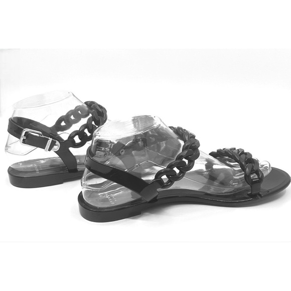 GIVENCHY Rubber Chain Ankle Strap Black Women’s Sandals NEW Size 8 - Picture 8 of 15